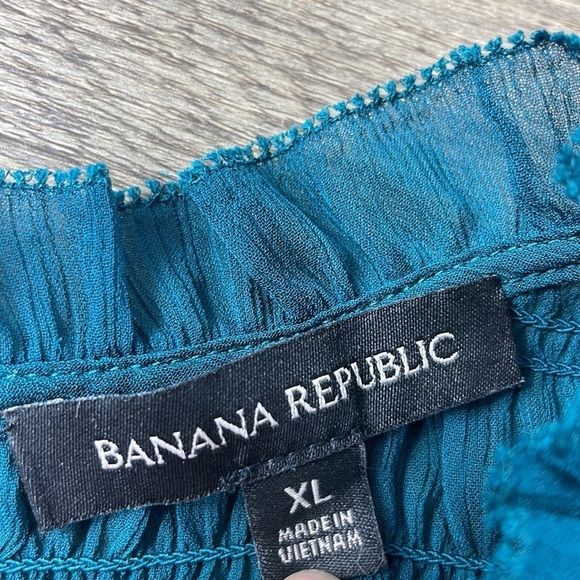 Banana Republic Women’s Turquoise Ruffle Collar Long Sleeve Blouse, size XL - Picture 8 of 10